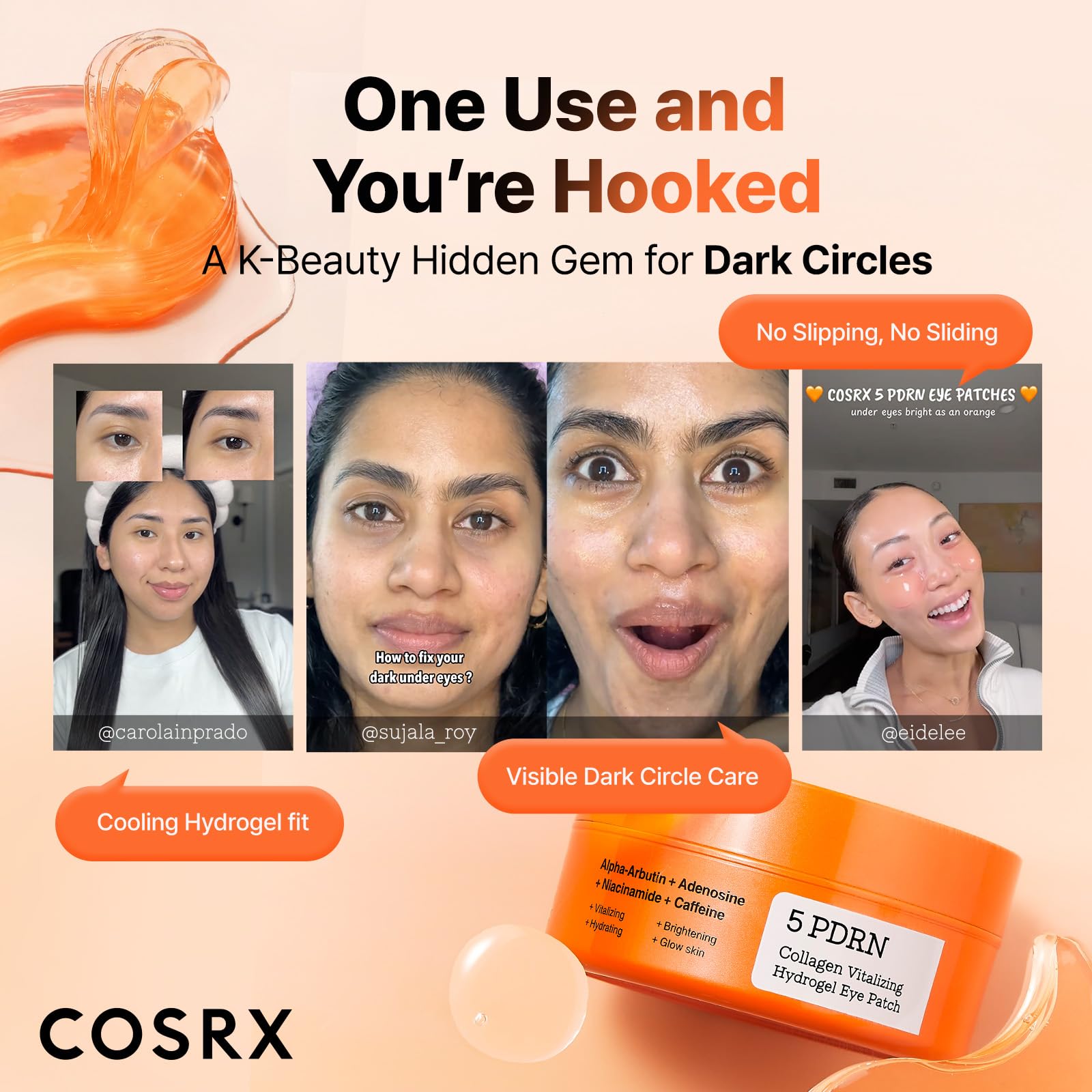 COSRX Advanced Snail Mucin Hydrogel Eye Patch for Fine Lines & Dry Under Eyes, Gel Serum Mask, Hydrating Under Eye Patches (60), Snail Eye Patches, Korean Skin Care