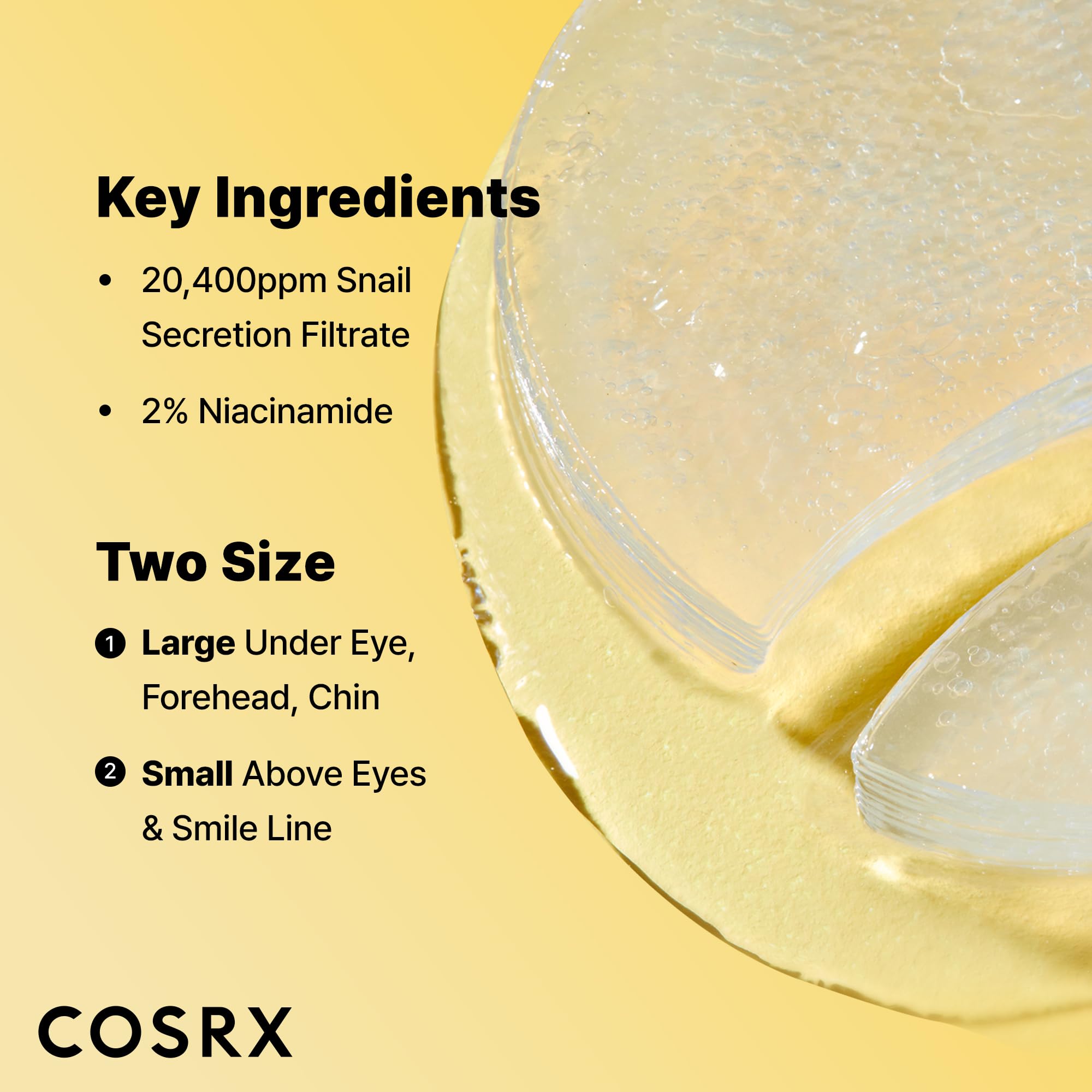 COSRX Advanced Snail Mucin Hydrogel Eye Patch for Fine Lines & Dry Under Eyes, Gel Serum Mask, Hydrating Under Eye Patches (60), Snail Eye Patches, Korean Skin Care
