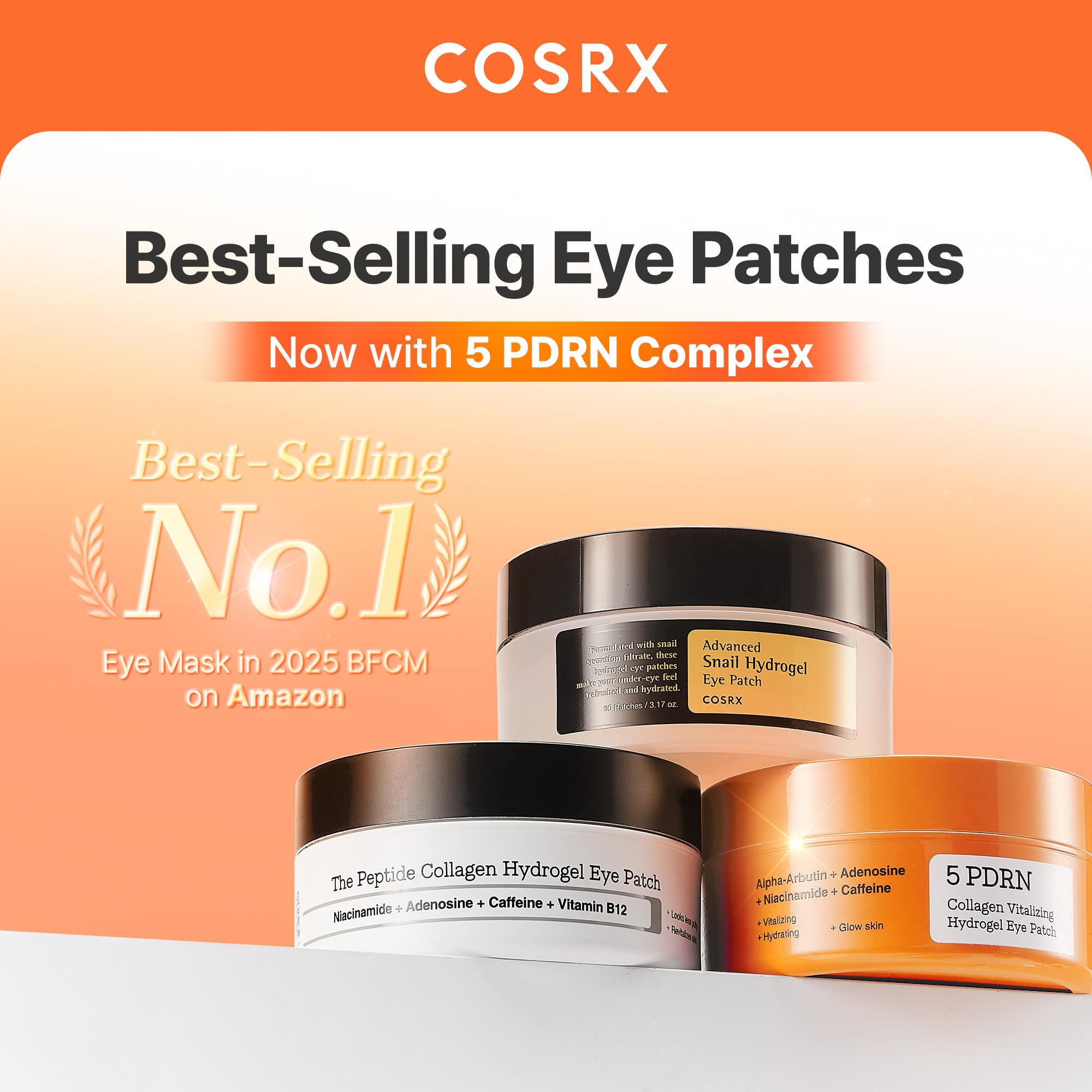 COSRX Advanced Snail Mucin Hydrogel Eye Patch for Fine Lines & Dry Under Eyes, Gel Serum Mask, Hydrating Under Eye Patches (60), Snail Eye Patches, Korean Skin Care