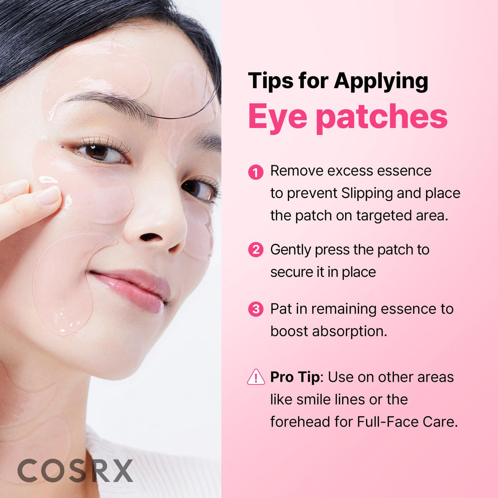 COSRX Advanced Snail Mucin Hydrogel Eye Patch for Fine Lines & Dry Under Eyes, Gel Serum Mask, Hydrating Under Eye Patches (60), Snail Eye Patches, Korean Skin Care