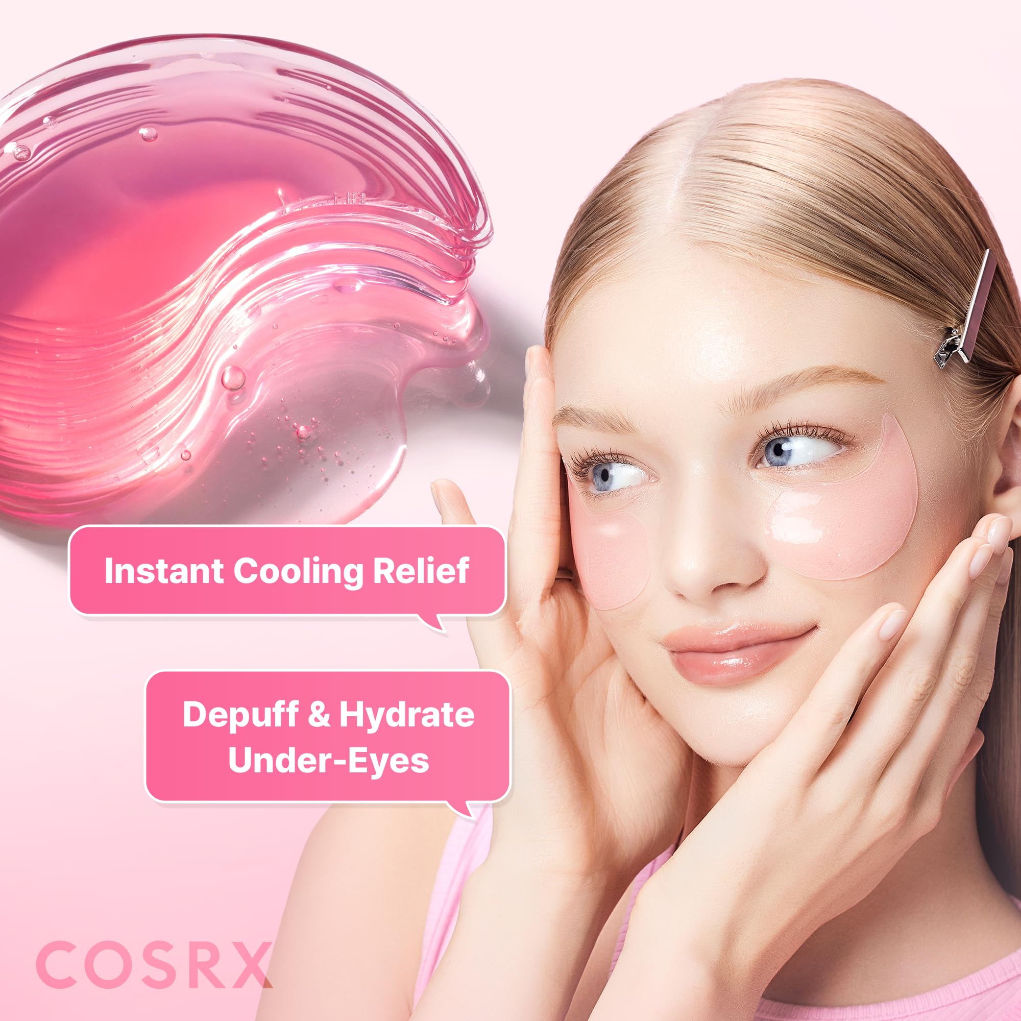 COSRX Advanced Snail Mucin Hydrogel Eye Patch for Fine Lines & Dry Under Eyes, Gel Serum Mask, Hydrating Under Eye Patches (60), Snail Eye Patches, Korean Skin Care