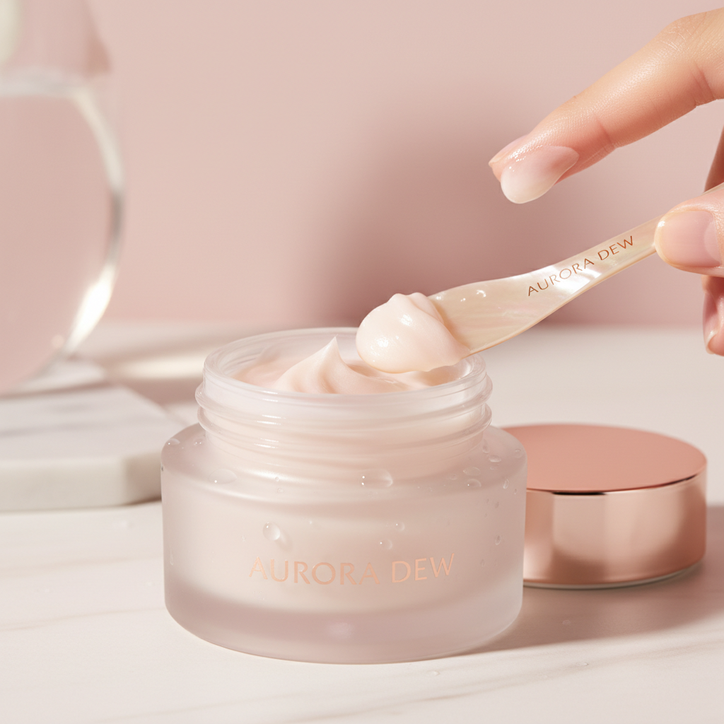 HydroGlow Glass Skin Moisturizer jar with dewy K-Beauty aesthetic