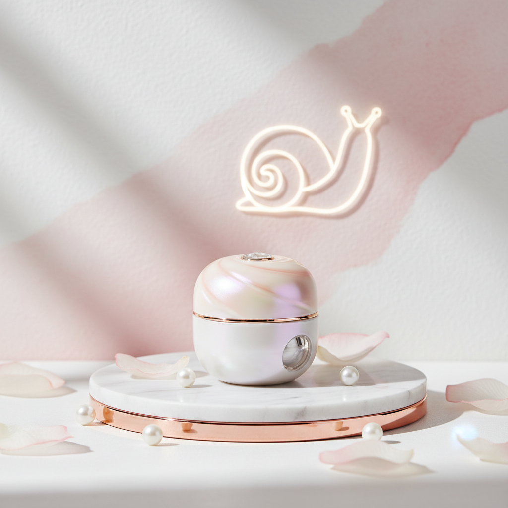 HydroGlow Snail Mucin Eye Cream jar with premium K-Beauty aesthetic
